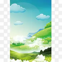 绿色扁平山峰背景素材