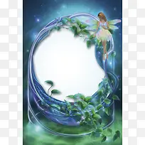 精灵花边背景海报
