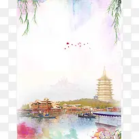 杭州西湖旅游宣传海报背景模板