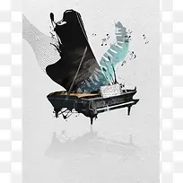大气中国风钢琴音乐晚会海报背景素材