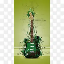 清新卡通吉他H5背景