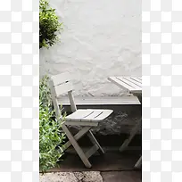 庭院简约桌椅H5背景素材