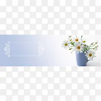 小雏菊蓝色渐变花边背景