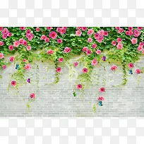 个性粉红色砖墙花背景