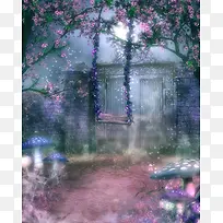 紫色梦幻樱花背景