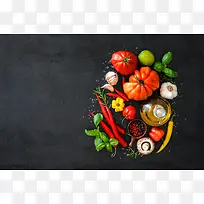 黑色简约清新水果蔬菜美食海报