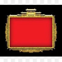红色金黄故宫花纹金属边框背景