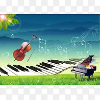 音乐教室画 钢琴 海报背景素材