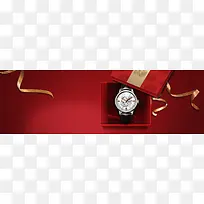 手表年底促销狂欢礼盒红色banner
