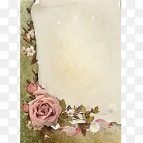 粉色玫瑰复古信纸背景