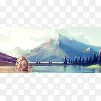 清新油画背景