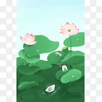 清新唯美二十四节气夏至海报背景