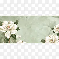 白色花朵欧式简约手绘花客厅家居背景