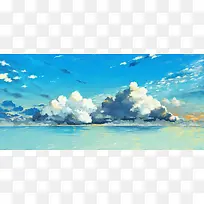 手绘梦幻云彩背景