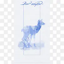 水彩边框小鹿小清新背景图