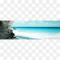 蓝色清新海滩背景