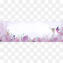 母亲节清新手绘紫色banner