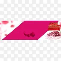 红色背景玫瑰花banner展板