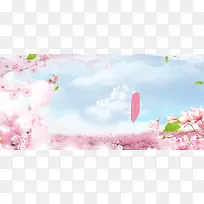 开春粉色桃花节海报背景