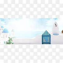清新夏日大海淘宝背景