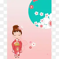卡通樱花节海报背景模板