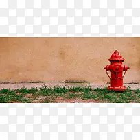 红色消防栓墙面背景