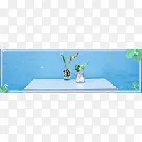 淘宝秋季家居文艺蓝色海报banner