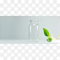 小清新文艺玻璃瓶绿叶背景
