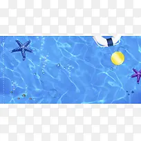 蓝色背景夏日海底世界平面广告