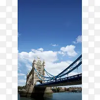 蓝天白云建筑长桥运输背景素材