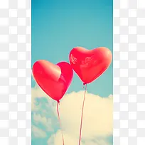 浪漫爱情红色爱心气球H5背景