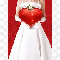 红色玫瑰婚纱背景
