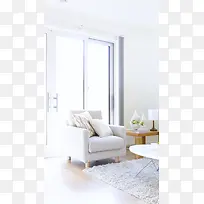 简约现代白色沙发H5背景素材