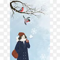 手绘冬季唯美文艺广告设计