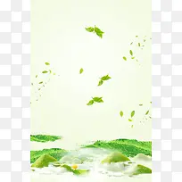 唯美清新茶叶茶道背景素材