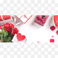 情人节白色文艺小清新电商礼盒banner