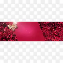 浪漫花卉红色背景banner