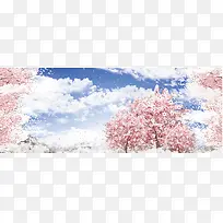 粉色手绘小清新樱花背景