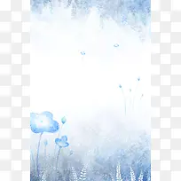 梦幻简约素色蓝色妖姬蓝色花促销广告背景