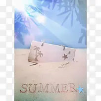 夏日沙滩海滩旅游清新广告背景