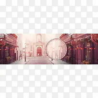 城市建筑英伦街道banner