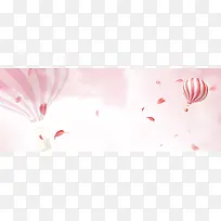 七夕文艺情人节热气球粉色背景