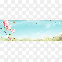 秋季新品手绘清新蓝色banner