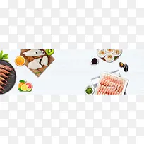 浅色清新文艺日式料理海鲜banner背景