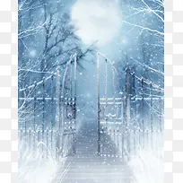 魔幻童话雪景背景