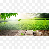 春季绿色清新电商海报背景