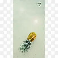 小清新促销菠萝海滩H5背景素材