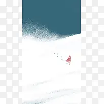 梦幻冬季雪地卡通女孩平面广告
