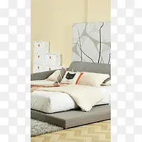 现代简欧风格家具床H5背景素材