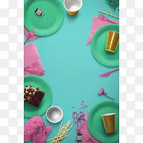 小清新简单文艺下午茶甜品海报背景素材